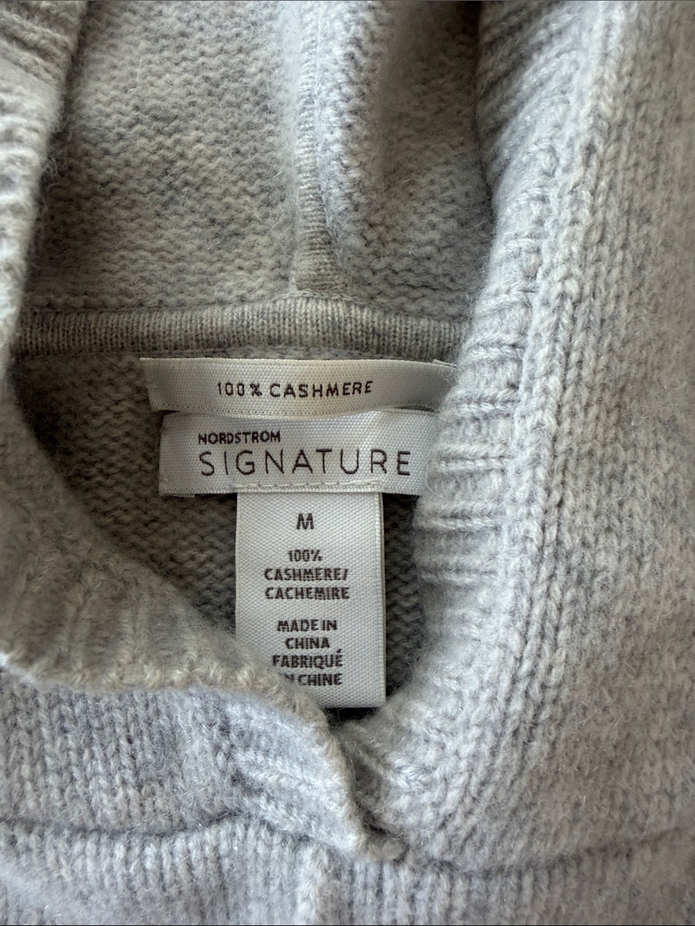 Signature Light Gray Cashmere Hoodie Sweater - Picture 5 of 7